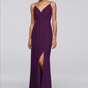 Long Bridesmaid Dress with Beaded Straps